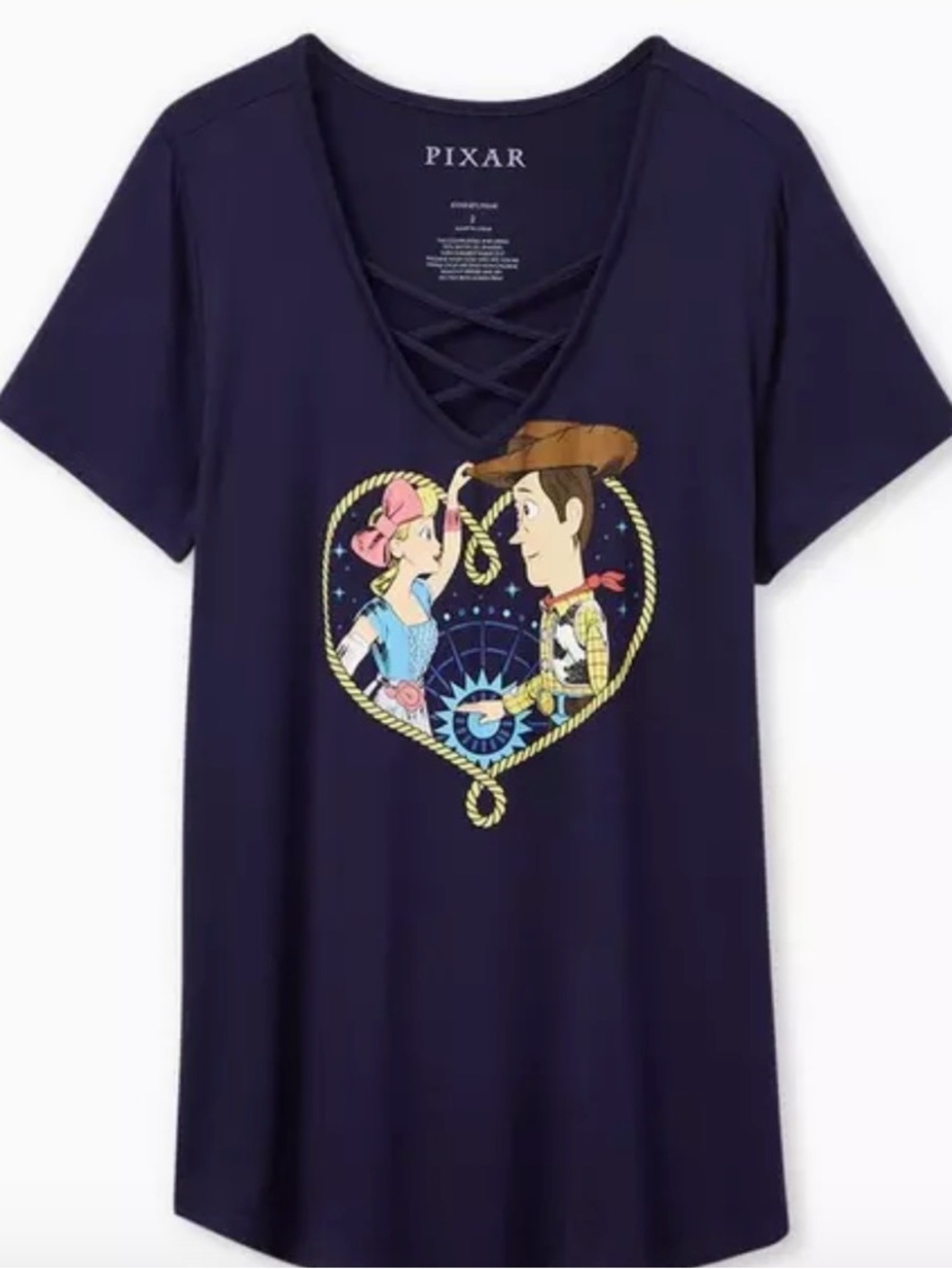 torrid Navy Pixar Woody & Bo Peep Heart Graphic Tee